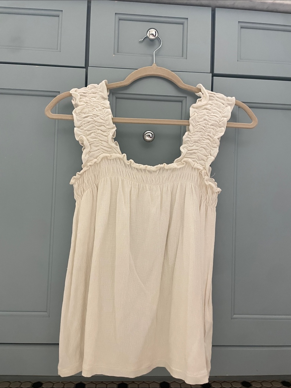 Madewell Cream Ruffled Strap Tank
